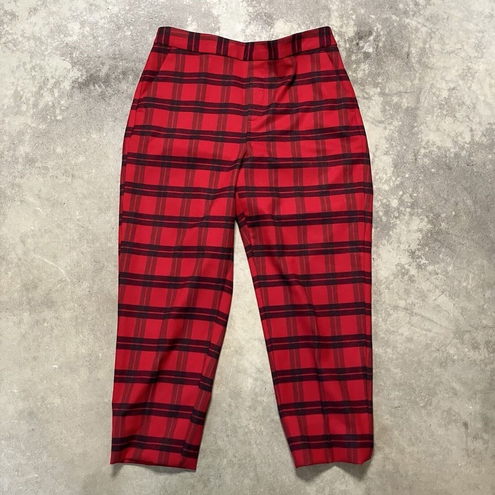 Banana Republic Pants Womens 8 Red Plaid Hayden Pull On‎ Preppy Pockets Office